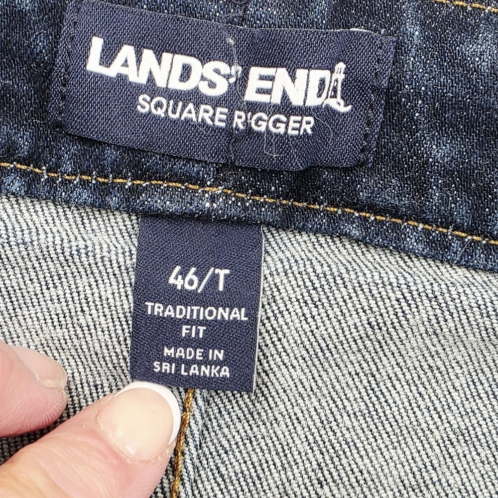 Lands' End Jeans Men's 46x29‎ Blue Square Rigger Traditional Fit Stretch Denim - Picture 4 of 12